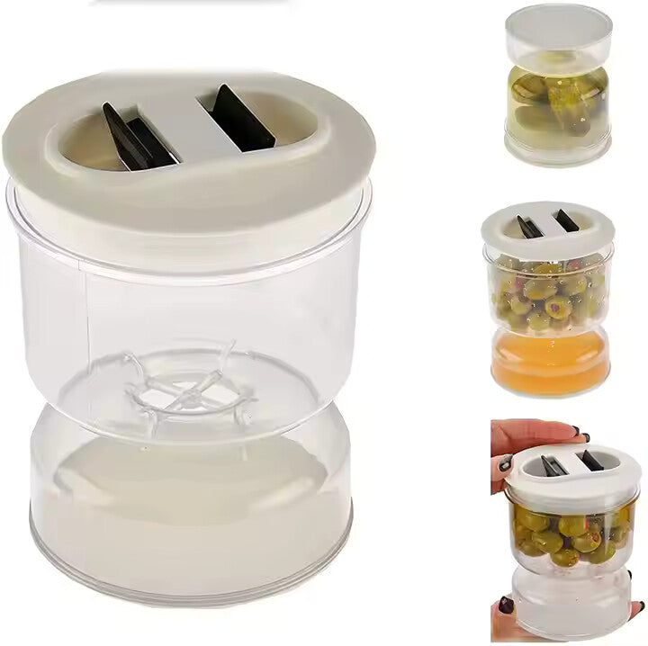 Tarro Dispensador de Encurtidos 2 en 1 – Separa Líquidos y Sólidos Fácilmente